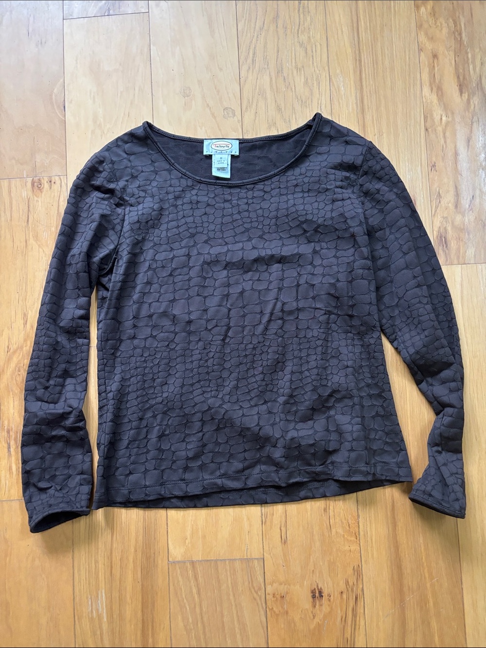 Talbots brown and black stretch top. Size small petite
